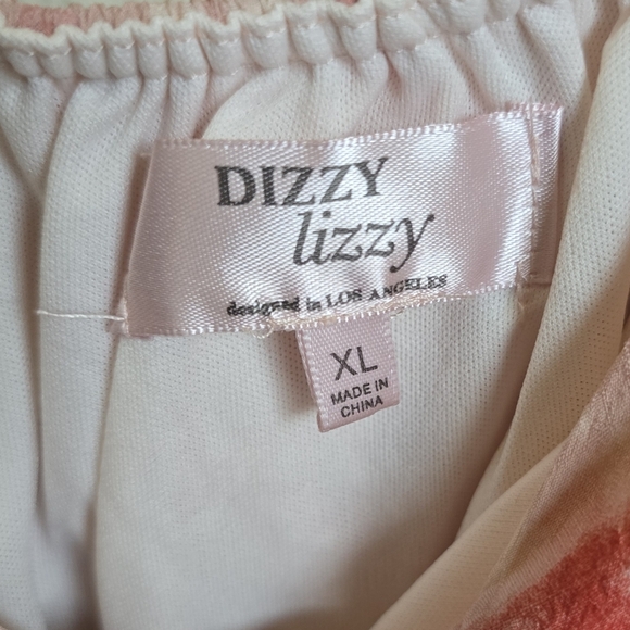 Dizzy Lizzy Low Cut Tie Front/Back Elastic Shoulder/Waist Tie-Dye Blouse Juniors - Picture 3 of 4